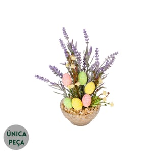 VASO DECORATIVO PÁSCOA 22 CM LAVANDA E OVOS
