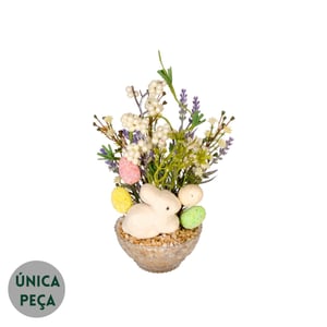 VASO DECORATIVO PÁSCOA  20 CM LAVANDA OVOS E COELHO
