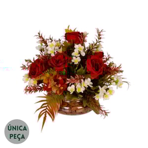 VASO DECORATIVO INT. 26 CM ROSA E MARGARIDA 