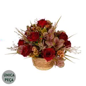 VASO DECORATIVO INT. 35 CM  ROSA E MARGARIDA 