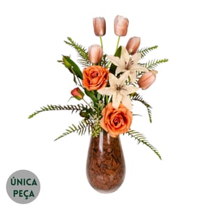 VASO DECORATIVO INT. 61 CM ROSA E TULIPA 