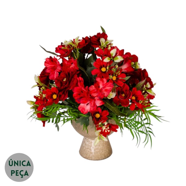 VASO DECORATIVO INT. 35 CM ASTROMELIA  E MARGARIDA 