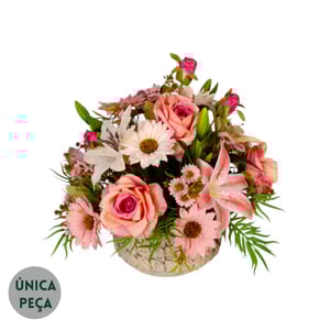 VASO DECORATIVO INT. 37 CM ROSA E LÍRIO