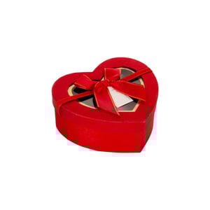CAIXA CORAÇÃO 6,5X15X15 CM COM VISOR E LAÇO GLITTER CARTONADA
