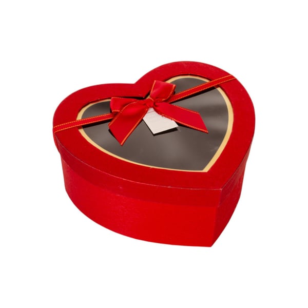 CAIXA CORAÇÃO 9X22X21 CM COM VISOR E LAÇO GLITTER CARTONADA