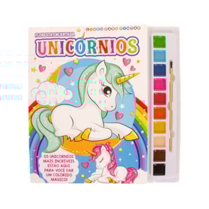 LIVRO LER E COLORIR 28X27 CM UNICÓRNIOS 16 PÁGINAS AQUARELA