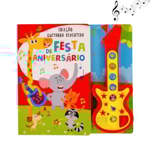 LIVRO LEITURA SONORO 23X22 CM GUITARRA FESTA DE ANIVERSÁRIO 8 PÁGINAS