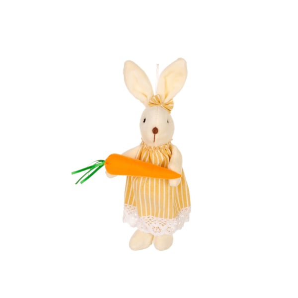 COELHO / COELHA PELÚCIA 25 CM COM CENOURA ROUPA LISTRADA