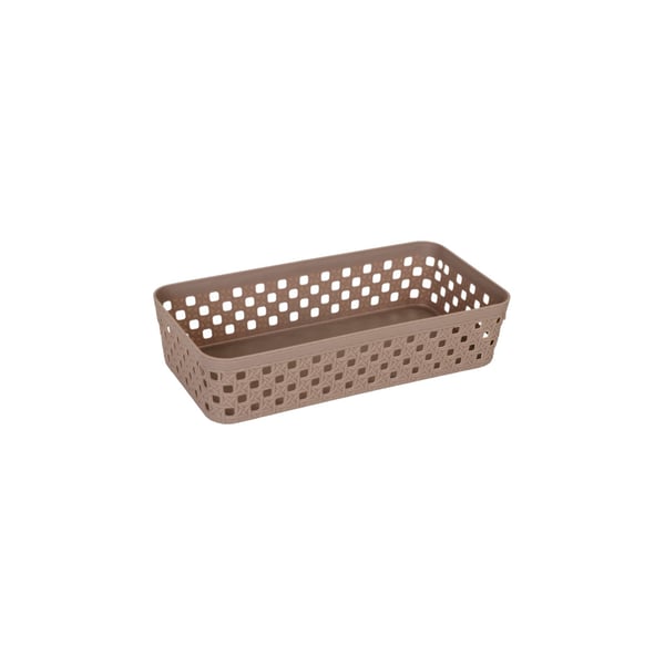 CESTA / ORGANIZADOR PLÁSTICO 6X26X13 CM VAZADA TRAMA JUTA
