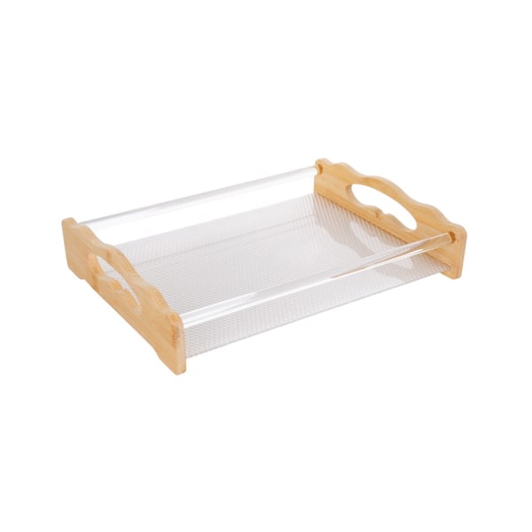 BANDEJA ACRÍLICA 4X33,5X23 CM COM ALÇAS BAMBU