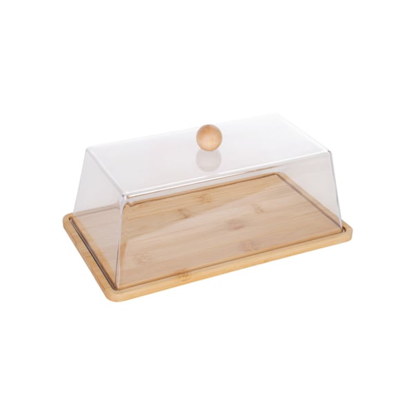 BANDEJA 12X30X17 CM BAMBU COM TAMPA ACRÍLICA