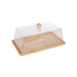 BANDEJA 12X30X17 CM BAMBU COM TAMPA ACRÍLICA