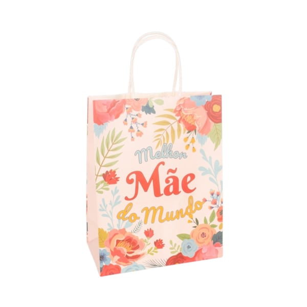 SACOLA PRESENTE 27X21X11 CM DECORADA MÃE FLEXÍVEL