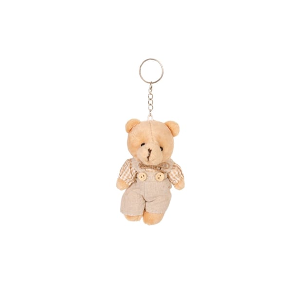 URSO PELÚCIA 12 CM ROUPA XADREZ / FLORAL COM CHAVEIRO