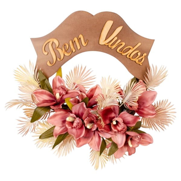 GUIRLANDA BEM VINDOS 40 CM ORQUÍDEA