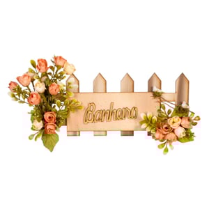 GUIRLANDA BANHEIRO 17X34 CM CERCADO COM FLORES E PÁSSAROS