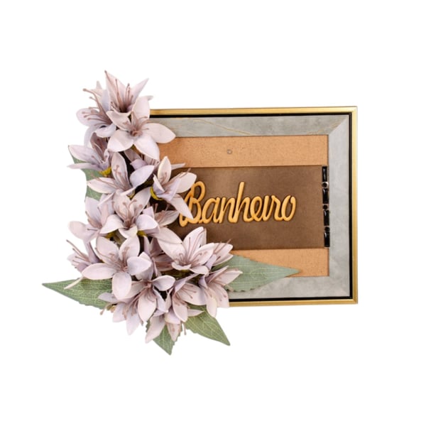 GUIRLANDA BANHEIRO 20X25 CM LÍRIO NA MOLDURA