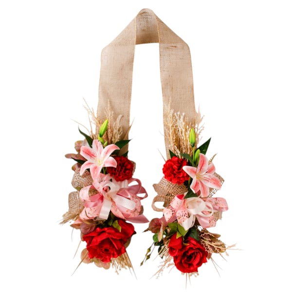 ESCAPULÁRIO / GUIRLANDA 1,70 M ROSA E BOTÃO VERMELHO COM CRAVO