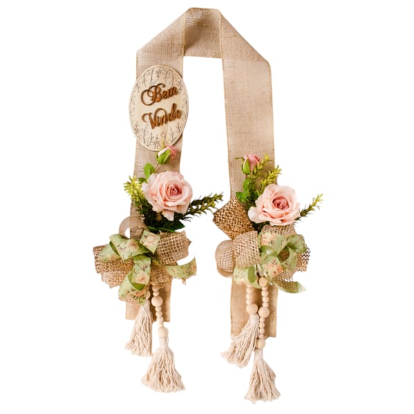 ESCAPULÁRIO / GUIRLANDA 1,60 M BEM VINDO ROSA COM COLAR E LAÇO VERDE