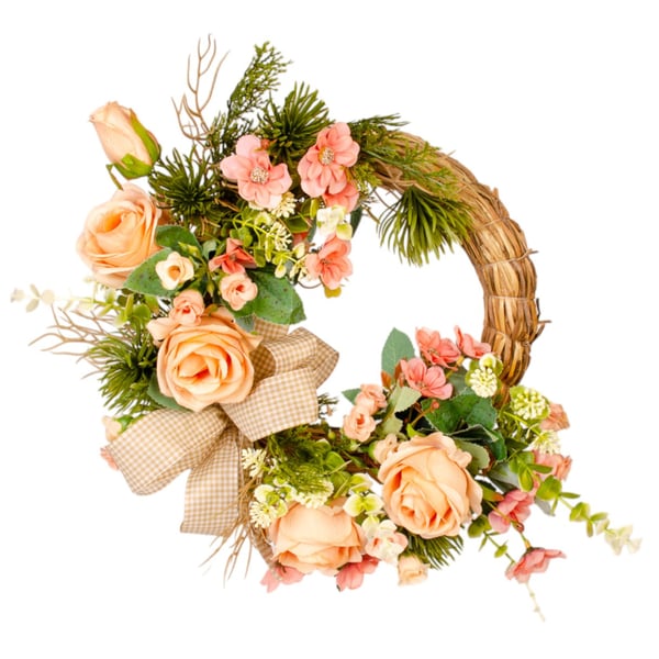 GUIRLANDA ROSAS 28 CM LAÇO XADREZ 