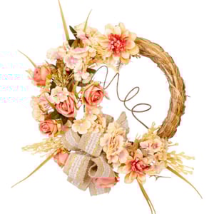 GUIRLANDA HORTÊNSIA E ROSAS 40 CM LAÇO 