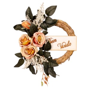 GUIRLANDA BEM VINDOS 30 CM ROSA E BOTÃO OUTONAL