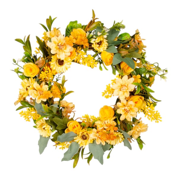 GUIRLANDA MARGARIDA E BOTÃO AMARELA 32 CM