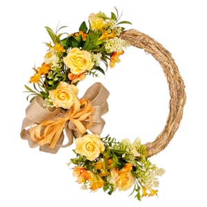 GUIRLANDA ROSA AMARELA 40 CM COM LAÇO