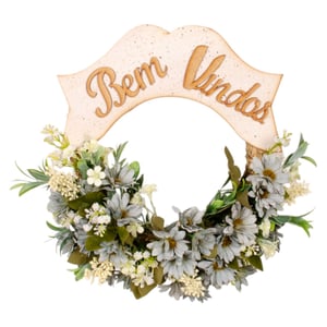 GUIRLANDA BEM VINDOS 40 CM MARGARIDA AZUL COM SEMENTES