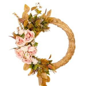 GUIRLANDA ROSA 45 CM COM FOLHAS OUTONAIS