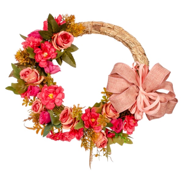 GUIRLANDA ROSA E BOTÃO PINK 40 CM COM LAÇO