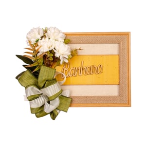 GUIRLANDA BANHEIRO 20X25 CM CRAVO E LAÇO NA MOLDURA