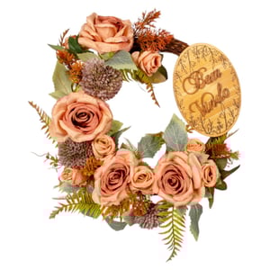 GUIRLANDA BEM VINDO 35 CM ROSA E ALCACHOFRA OUTONAL