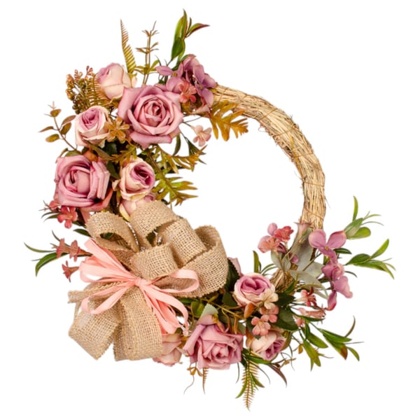 GUIRLANDA ROSA LILÁS 40 CM COM LAÇO