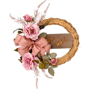 GUIRLANDA BEM VINDO 30 CM ROSA COM LAÇO