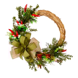 GUIRLANDA PIMENTAS 40 CM COM LAÇO VERDE