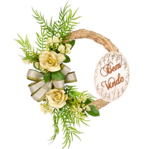 GUIRLANDA BEM VINDO ROSA VERDE 45 CM