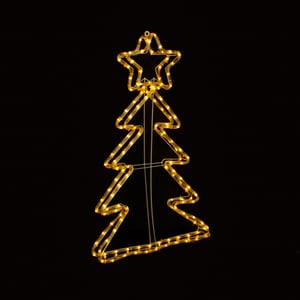 ÁRVORE DECORATIVA LEDS 73X46X9 CM  FIXA BRANCO QUENTE COM MANGUEIRA LUMINOSA 220V