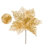 HASTE FLOR NATAL 25 CM POINSÉTIA DOURADA MIOLO GLITTER