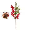HASTE SEMENTES VERMELHAS 40 CM COM PINHA E FOLHAS