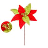 HASTE FLOR NATAL 43 CM POINSÉTIA VELUDO VERDE / VERMELHO