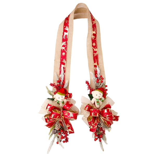 ESCAPULÁRIO / GUIRLANDA NATAL 1,80 M URSO NOEL COM FITAS VERMELHAS