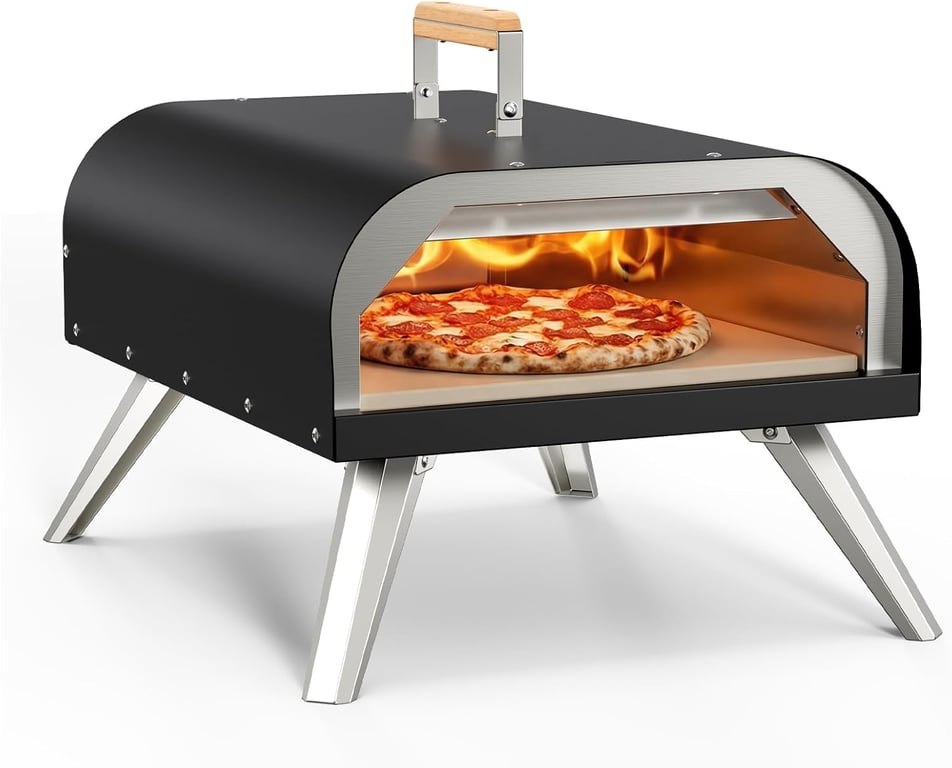 WOOCIT 12" Multi-Fuel Outdoor Pizza Oven, Reaches 720°F, with Stone & Peel