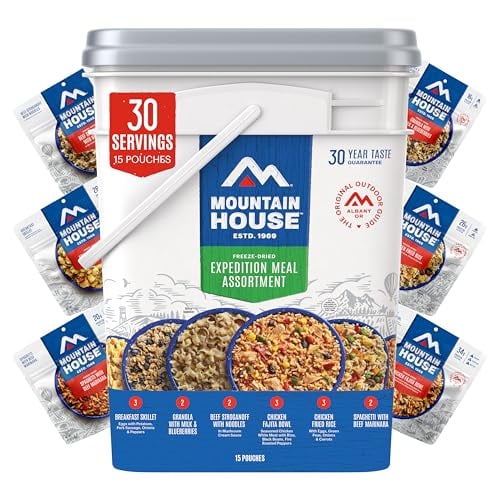 Mountain House Emergency Meal Assortment Kits, Freeze-Dried Survival Food Kit for Disaster Preparedness & Long-Term Storage, 30-Year Shelf Life