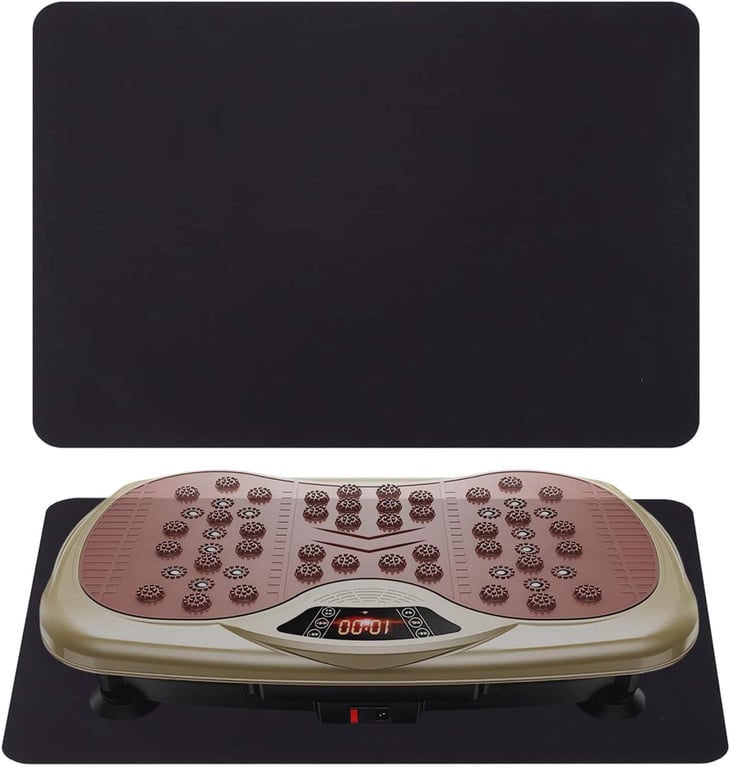 Non-Slip Anti Vibration Mat for Vibration Plate Machine, Noise Reducing Floor & Carpet Protector Pad, Shock Absorbing Vibration Pad Exercise Accessory for Most Vibration Platform Machines (Black, Only Mat)