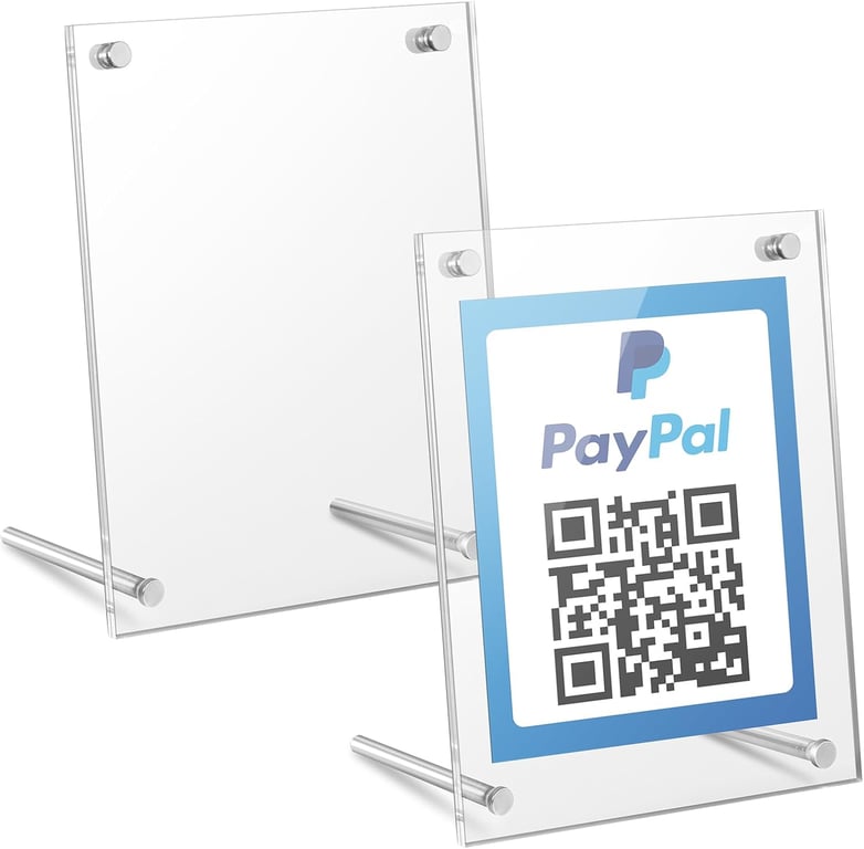 Kevenal QR Code Signs, 4 x 6 Inch Clear QR Code Menu with Metal Stand, Cash App Acrylic Holders - 2 Packs