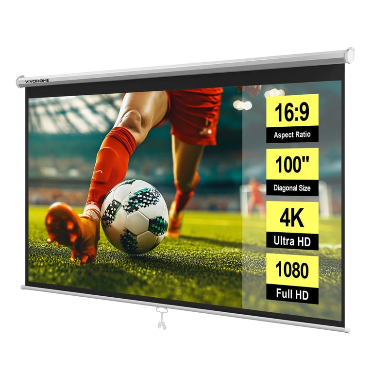 VIVOHOME 100in Manual Pull-Down Projector Screen