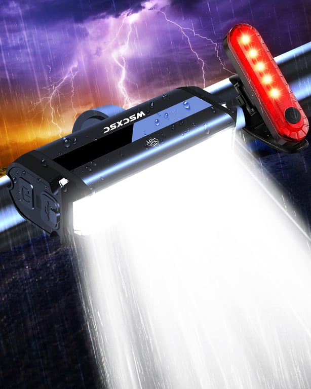 WSCXSC USB Rechargeable Bike Light Set