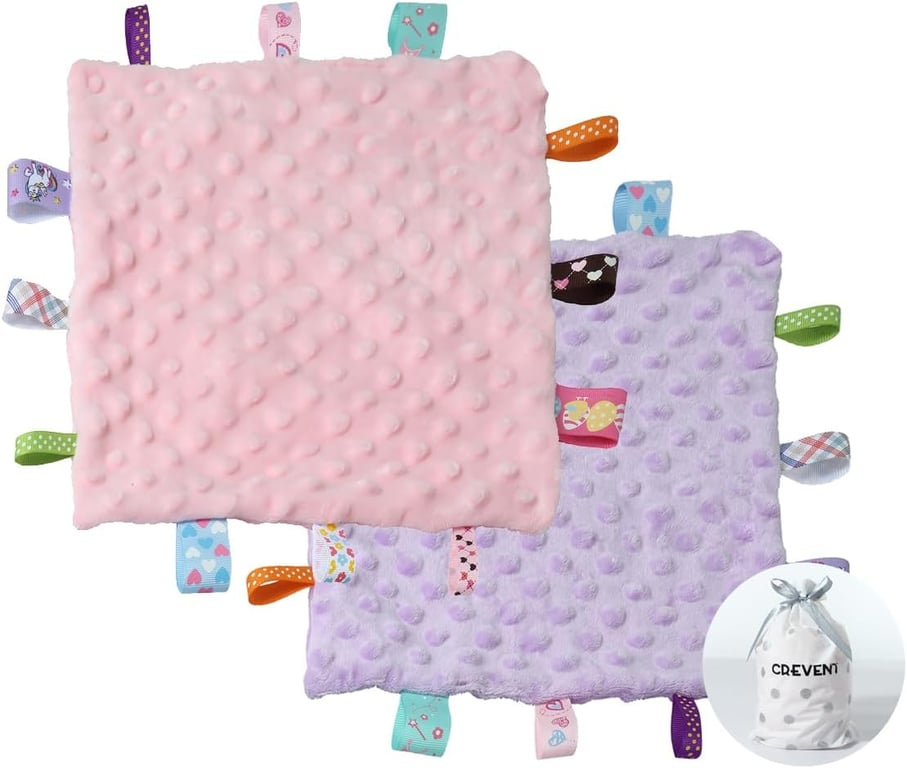 CREVENT Baby Tag Blanket Pink