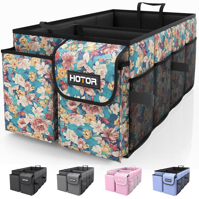 HOTOR Foldable Trunk Organizer - Blue Flower